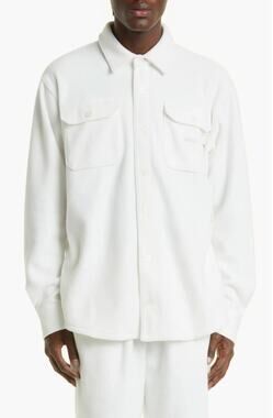 Advisory Board Crystals Mens Polar Shirt Jacket Medium White Fleece NWOT